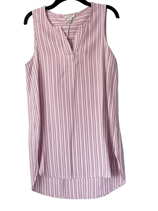 beachlunchlounge Tops - Beachlunchlounge Pink White Stripe Linen Sleeveless Tunic Top Size S